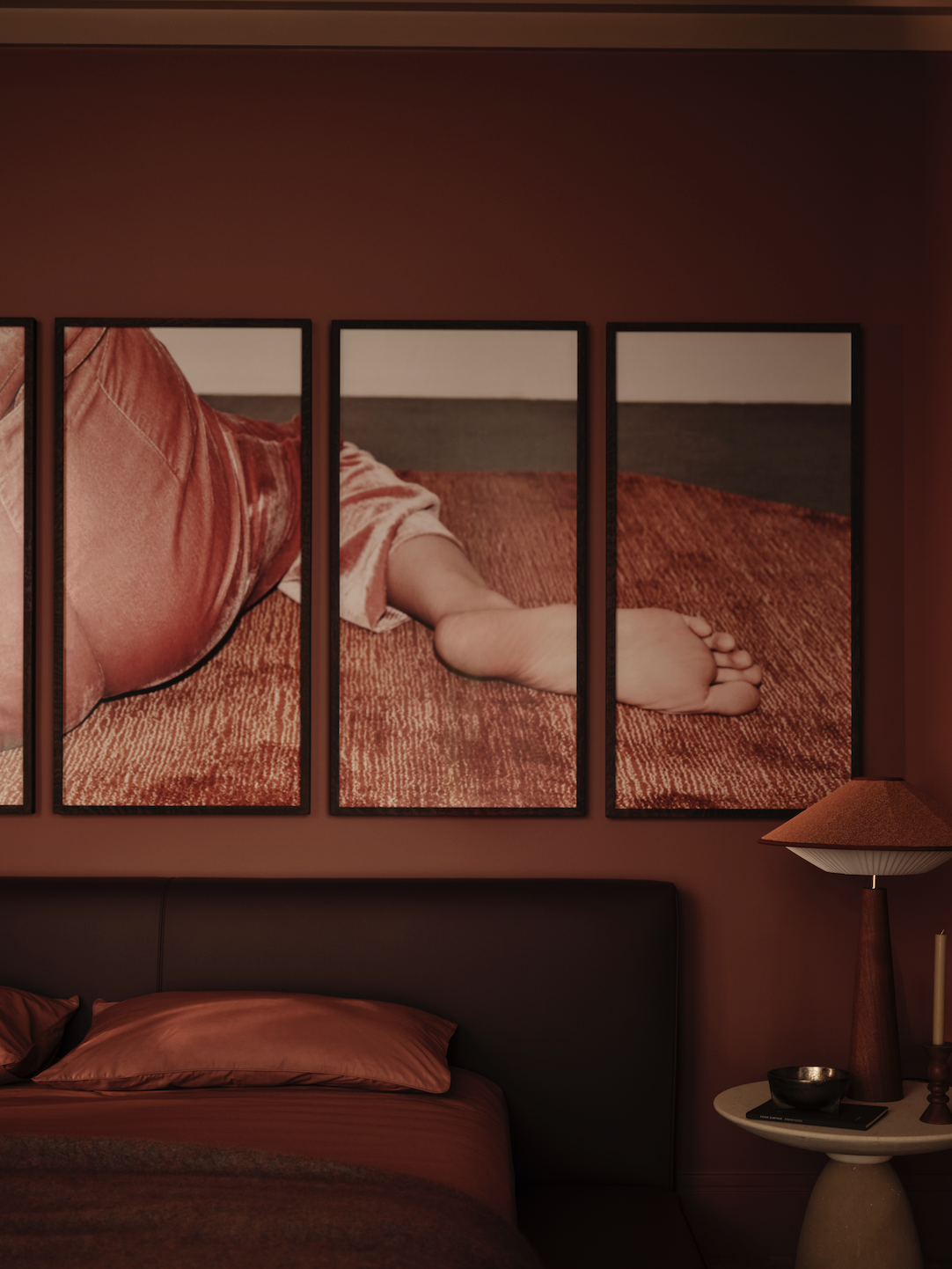 The bedroom of the Artemest Apartment, designed by Róisín Lafferty at London's Embassy Gardens development.